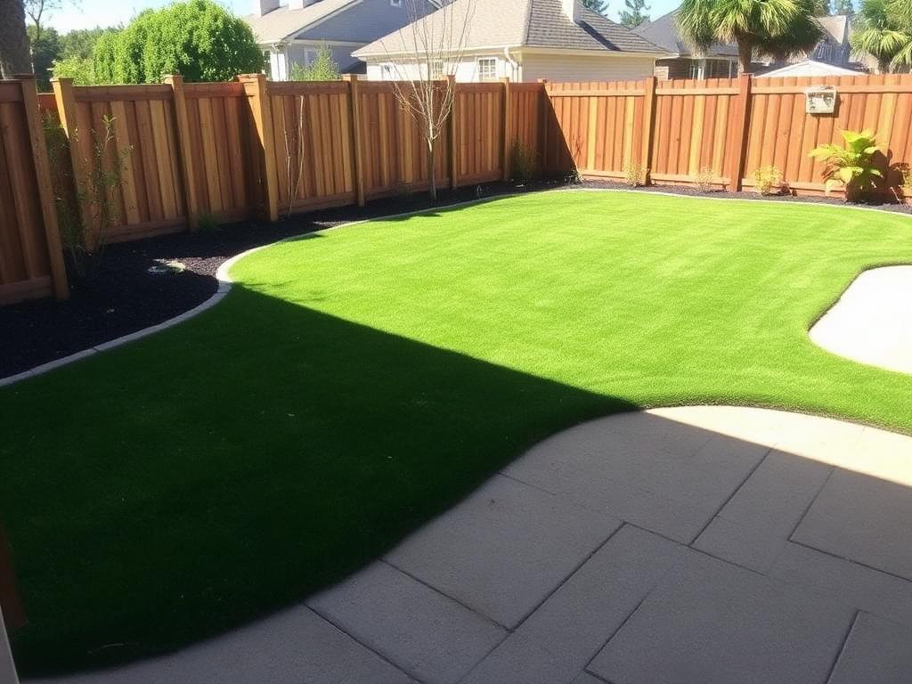 New sod installation in a backyard